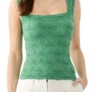 Green Free People Love Letter Tank Size Medium
